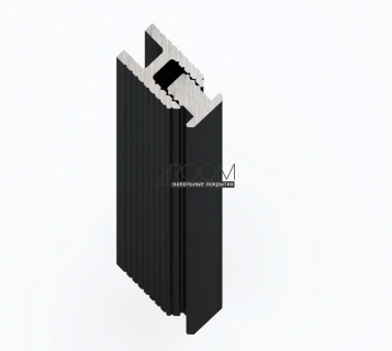 Защелка к теневой алюминиевой рейке под панели и керамогранит Laconistiq DUAL mini 6х10х3000мм, черный анодированный