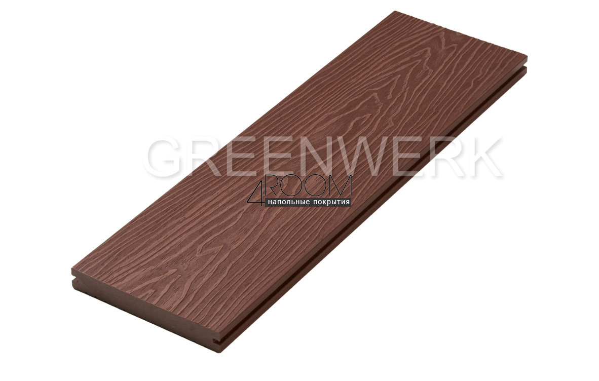 Полнотелая террасная доска ДПК Greenwerk Красное дерево 3D, 150х21мм
