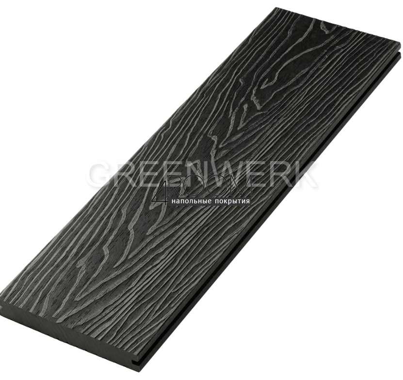 Полнотелая террасная доска ДПК Greenwerk Графит 3D, 150х21мм