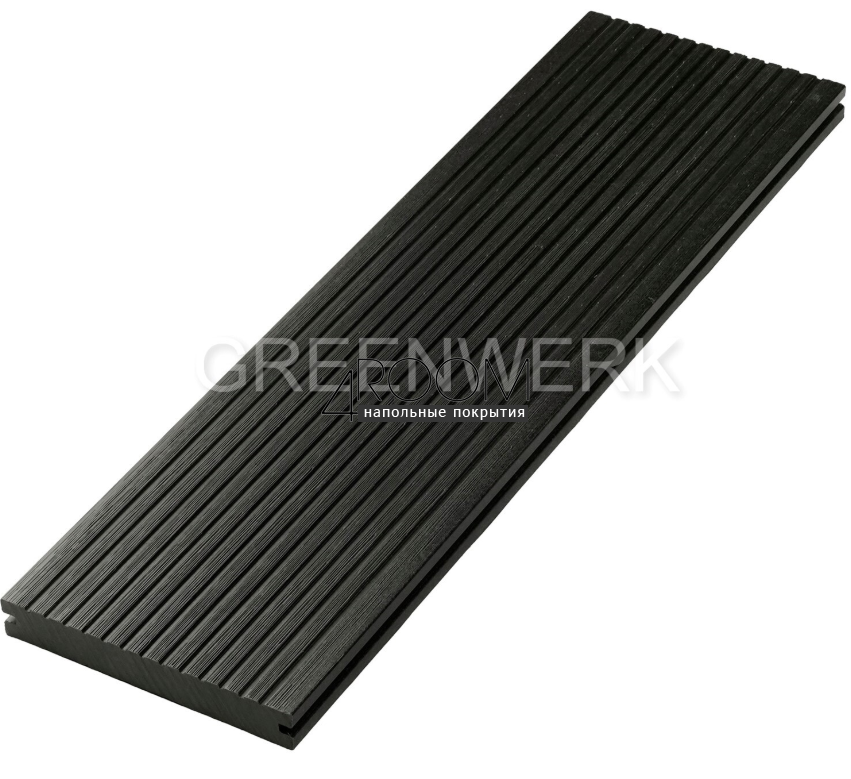 Полнотелая террасная доска ДПК Greenwerk Графит 3D, 150х21мм