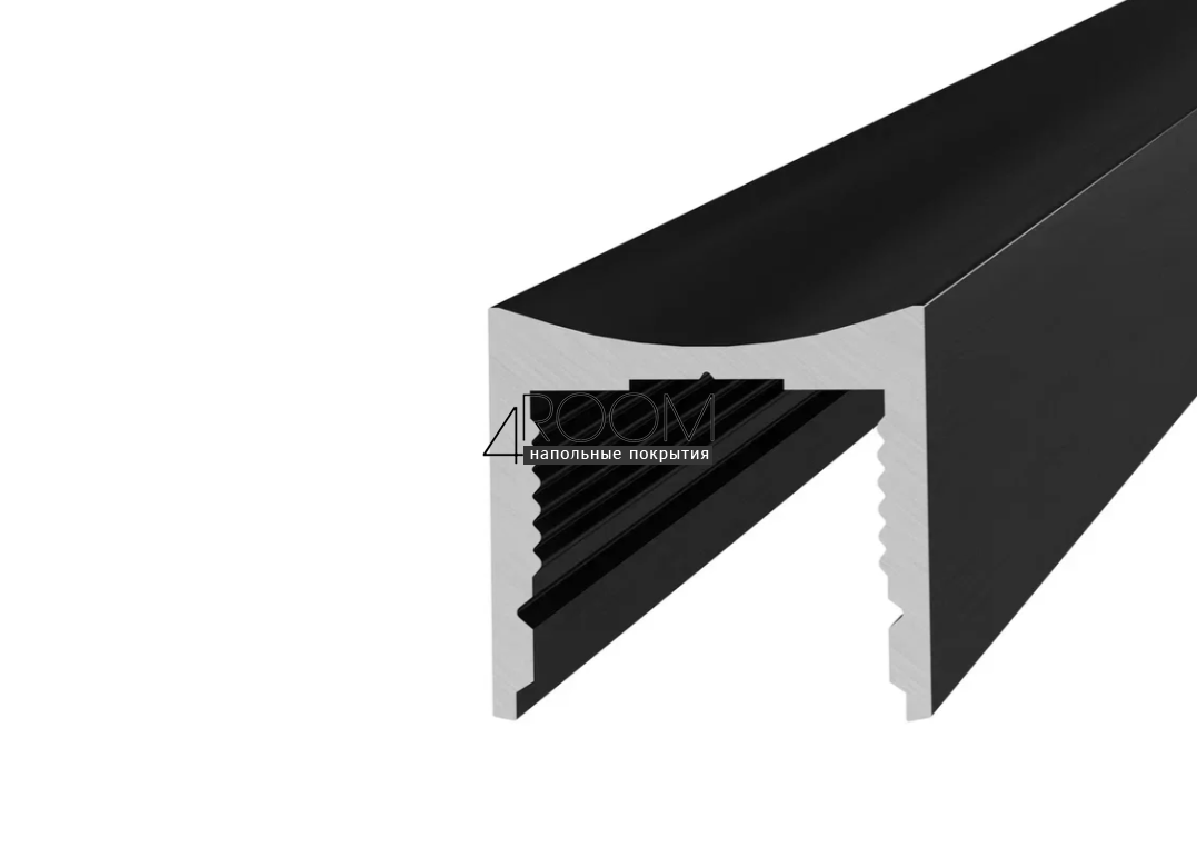Защелка для теневой алюминиевой рейки Laconistiq LIGHT mini ПОД ПОДСВЕТКУ для обоев, панелей, керамогранита, 14х13х3000мм, черный анодированный
