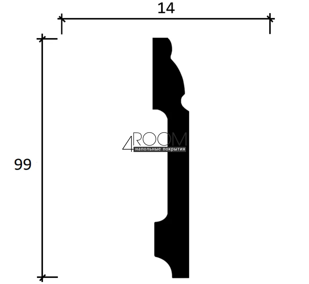 Плинтус из дюрополимера под покраску Decor-Dizayn DD15, 99х14х2000мм