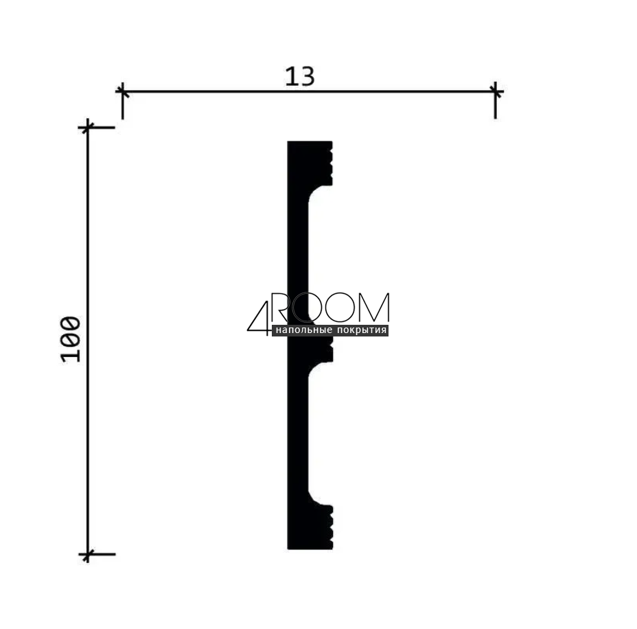 Гибкий плинтус из полиуретана под покраску Decor-Dizayn DD709F, 100х13х2000мм
