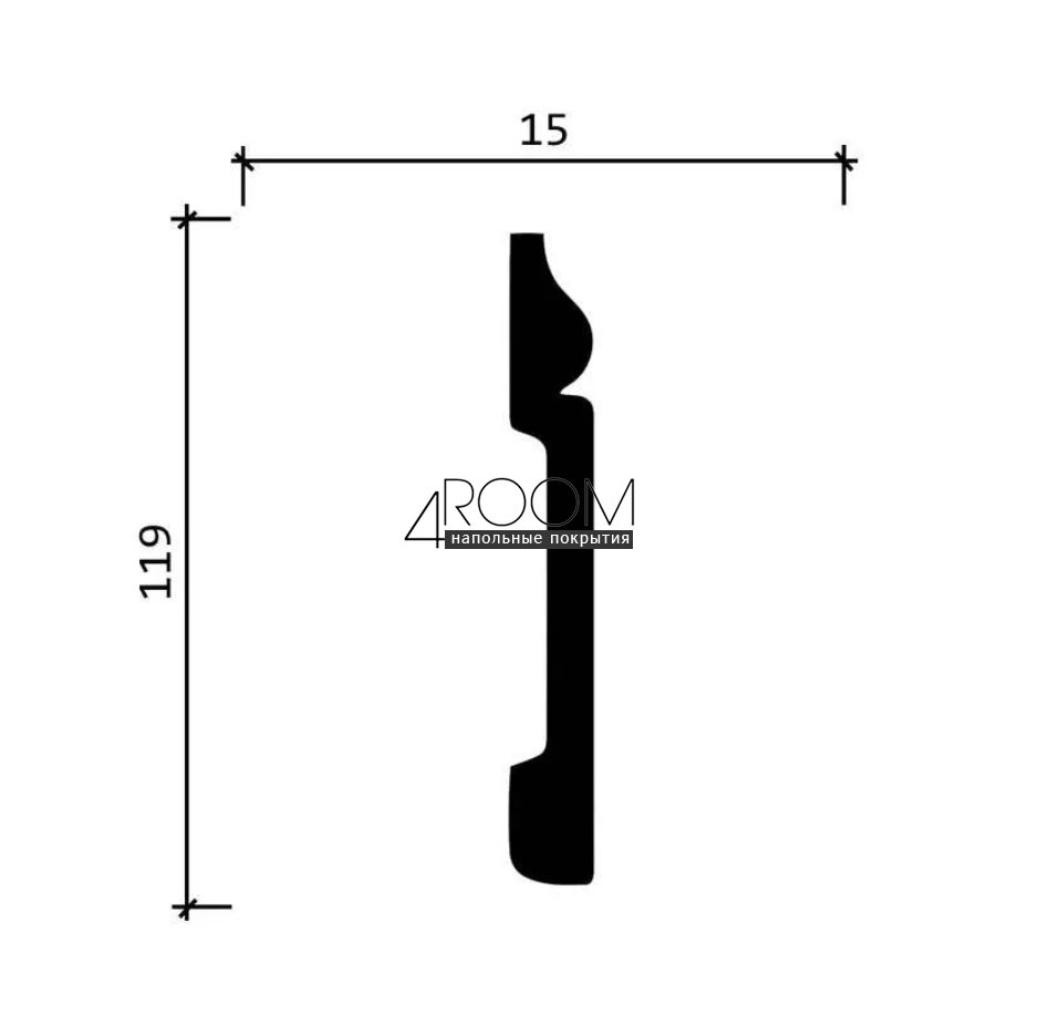 Плинтус из дюрополимера под покраску Decor-Dizayn DD004, 119х15х2000мм