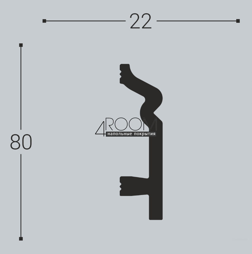 Плинтус из дюрополимера под покраску Bello Deco П2 80-22, 80х22х2000мм