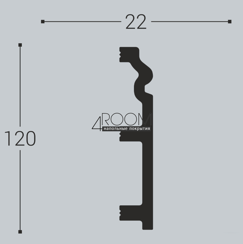 Плинтус из дюрополимера под покраску Bello Deco П5 120-22, 120х22х2000мм