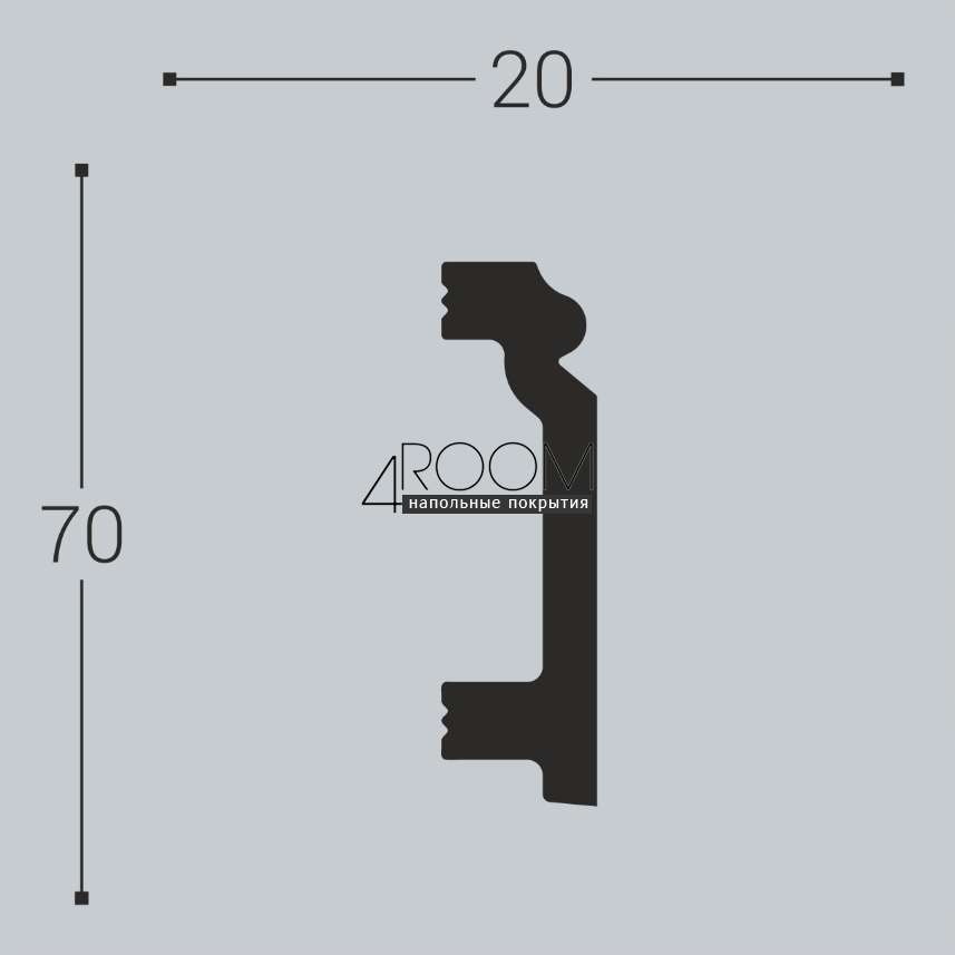 Плинтус из дюрополимера под покраску Bello Deco П7 70-20, 70х20х2000мм