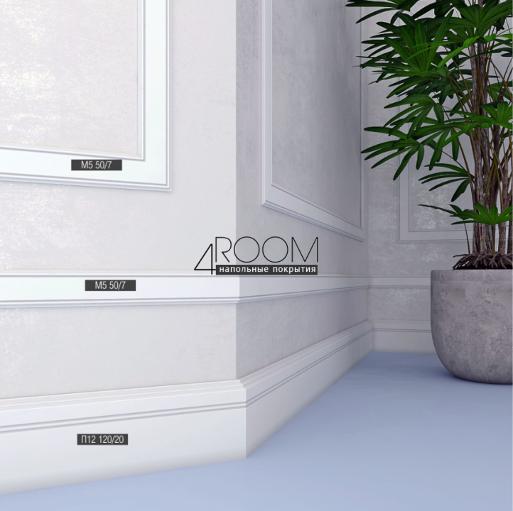 Плинтус из дюрополимера под покраску Bello Deco П12 120-20, 120х20х2000мм