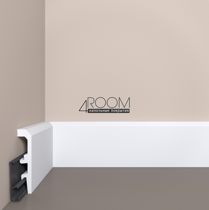 Плинтус из дюрополимера под покраску Bello Deco П22 90-20 с монтажной планкой, 90х20х2000мм