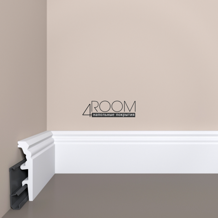 Плинтус из дюрополимера под покраску Bello Deco П25 80-20 с монтажной планкой, 80х20х2000мм